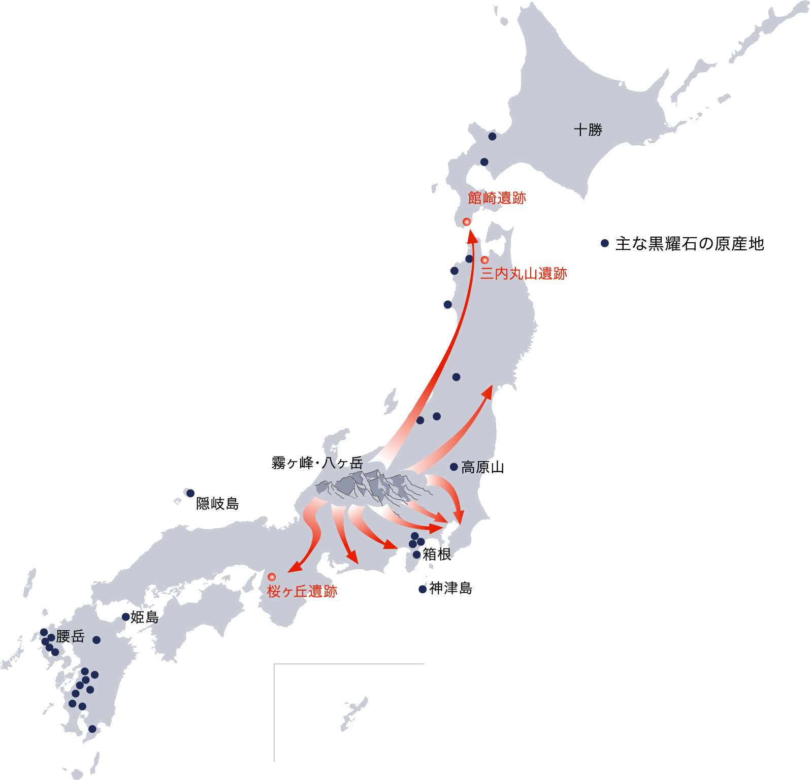 主な黒耀石の原産地