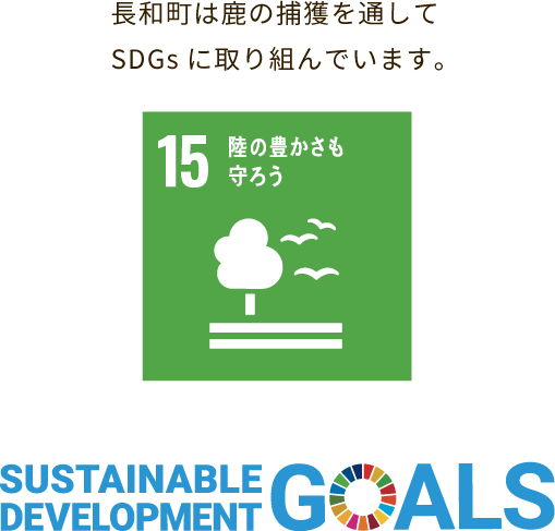 長和町は鹿の捕獲を通してSDGsに取り組んでいます。SUSTAINABLE DEVELOPMENT GOALS 15陸の豊かさも守ろう