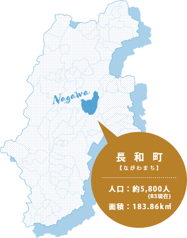 長和町【ながわまち】 人口：約5,500人 面積：183.86平方キロメートル